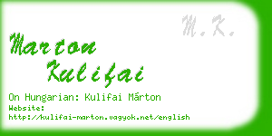 marton kulifai business card