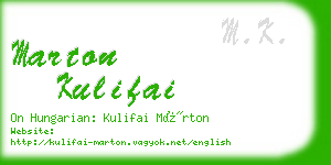 marton kulifai business card